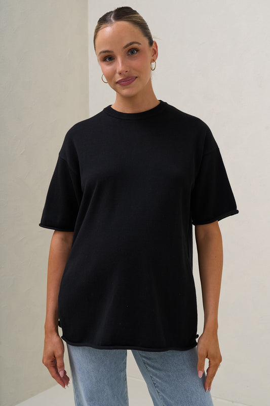 Cloud Nine Knit Tee - Black