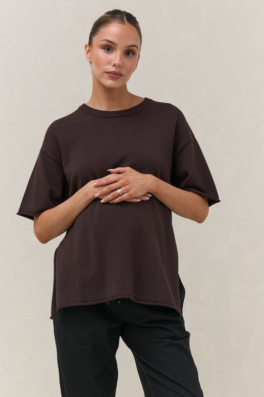 Cloud Nine Knit Tee - Chocolate