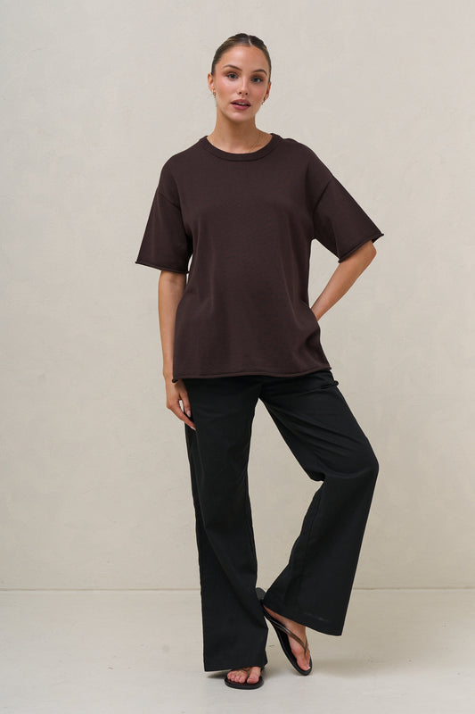 Cloud Nine Knit Tee - Chocolate