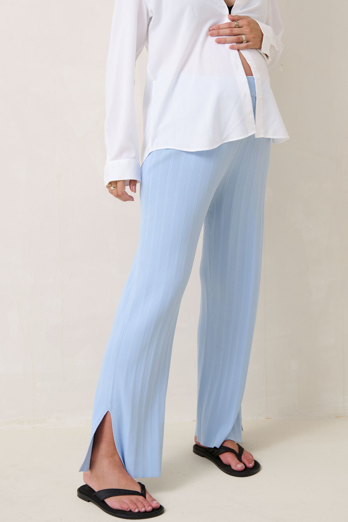 Maternity Rib Pants Blue