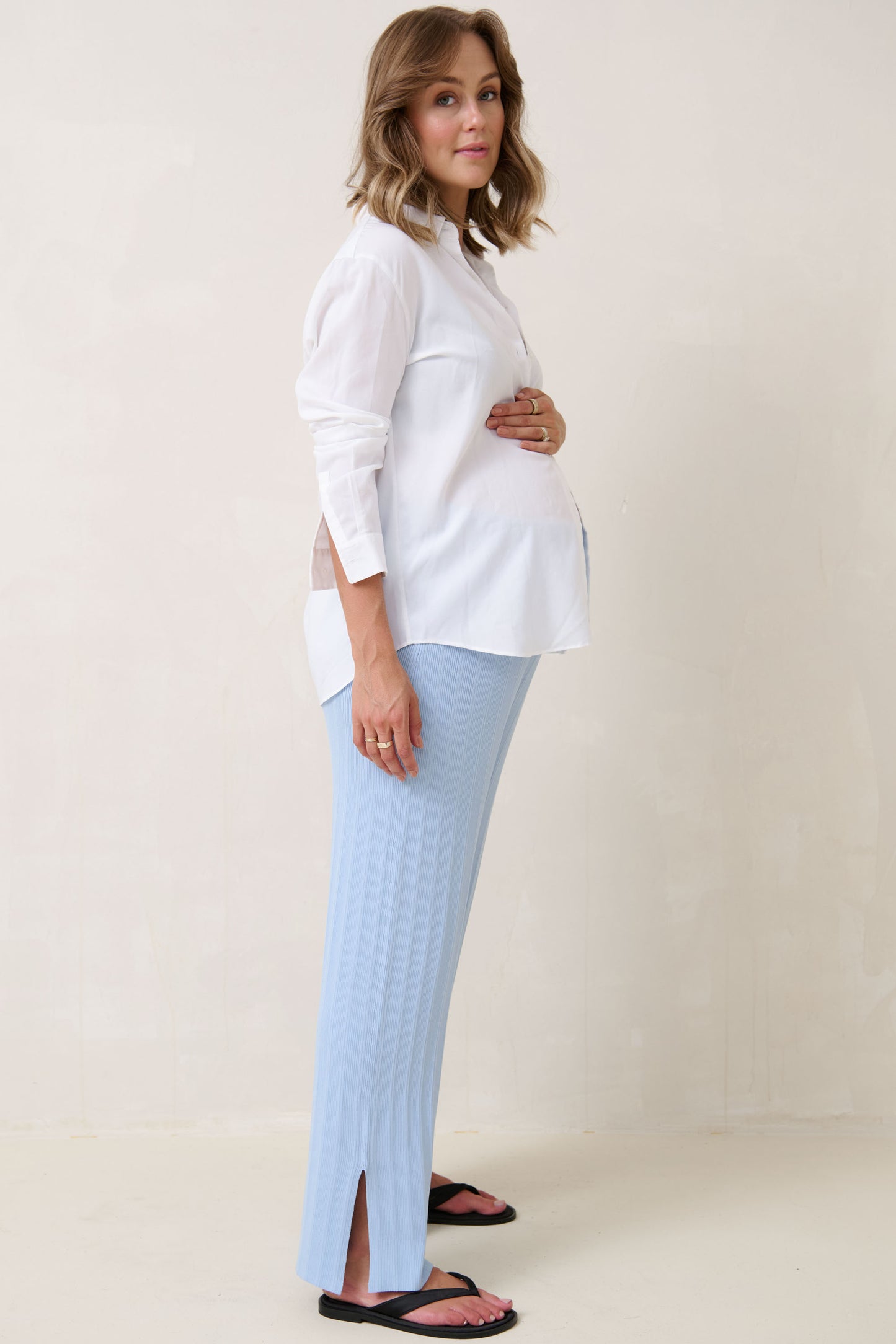 Maternity Rib Pants - Blue - 7