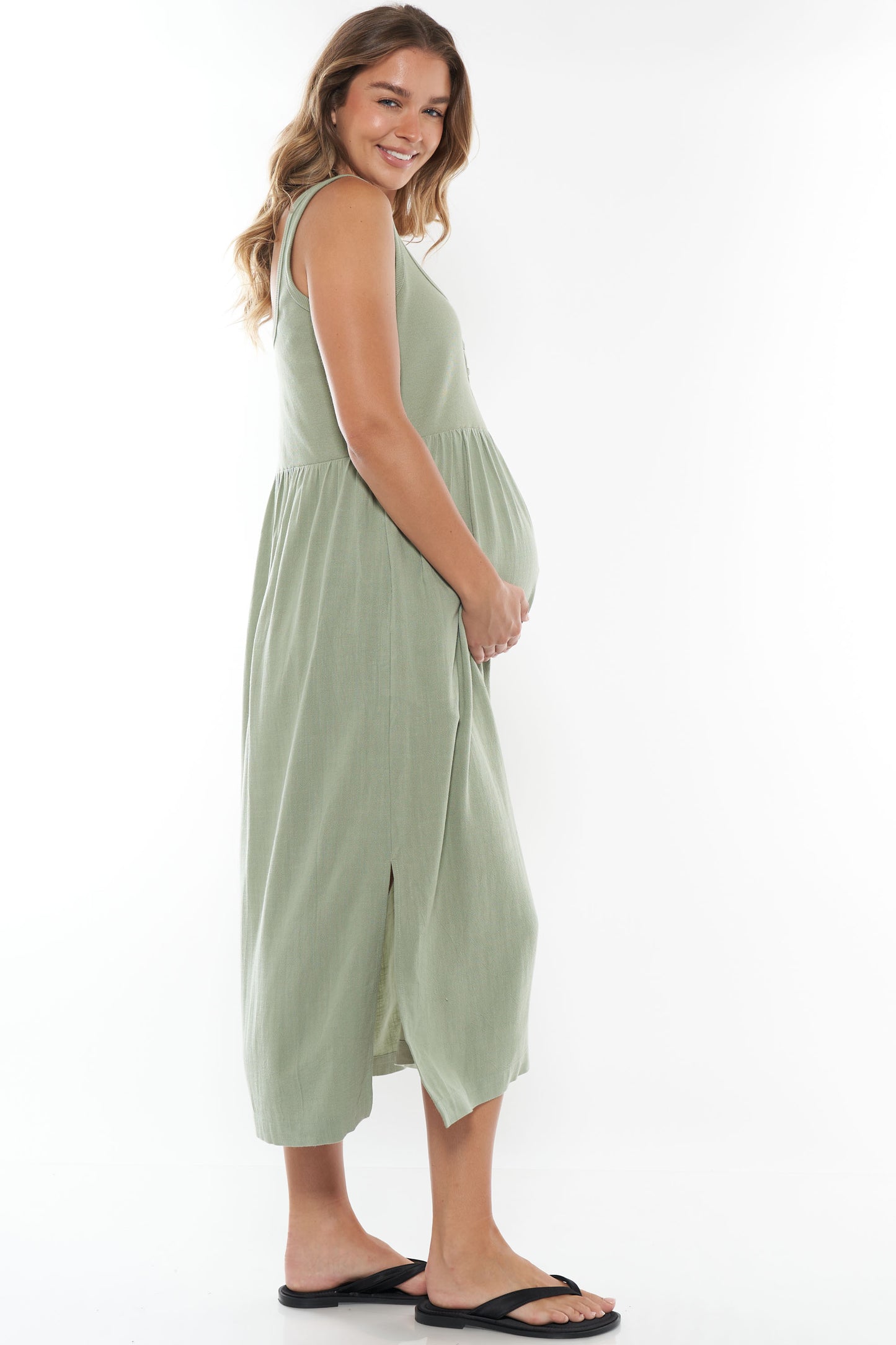 maternity midi dress - green - 2