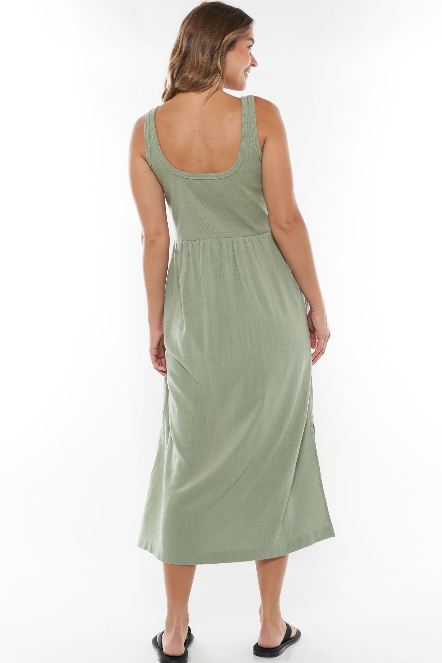 maternity midi dress - green -3