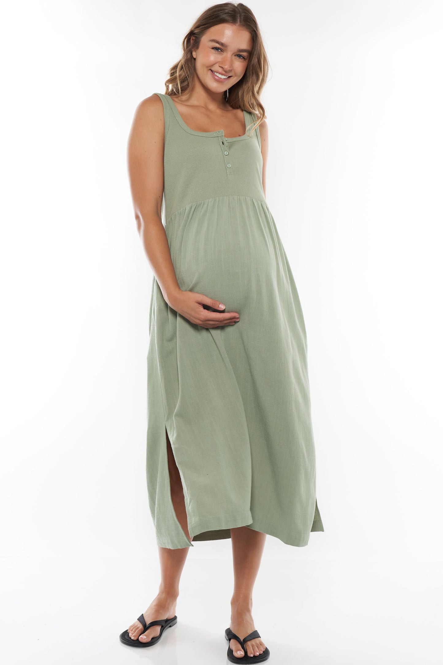 maternity midi dress - green - 5