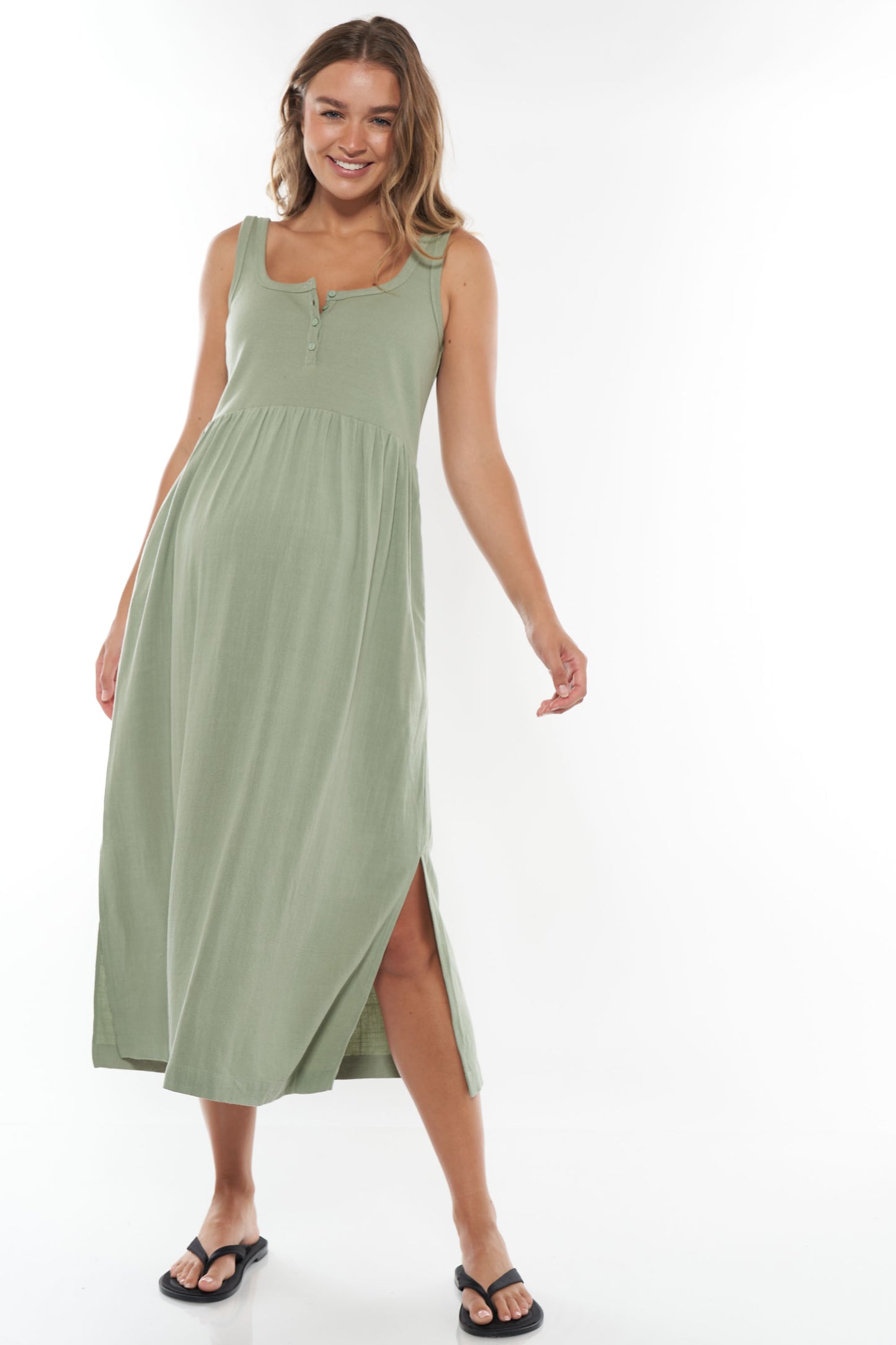 maternity midi dress - green -1
