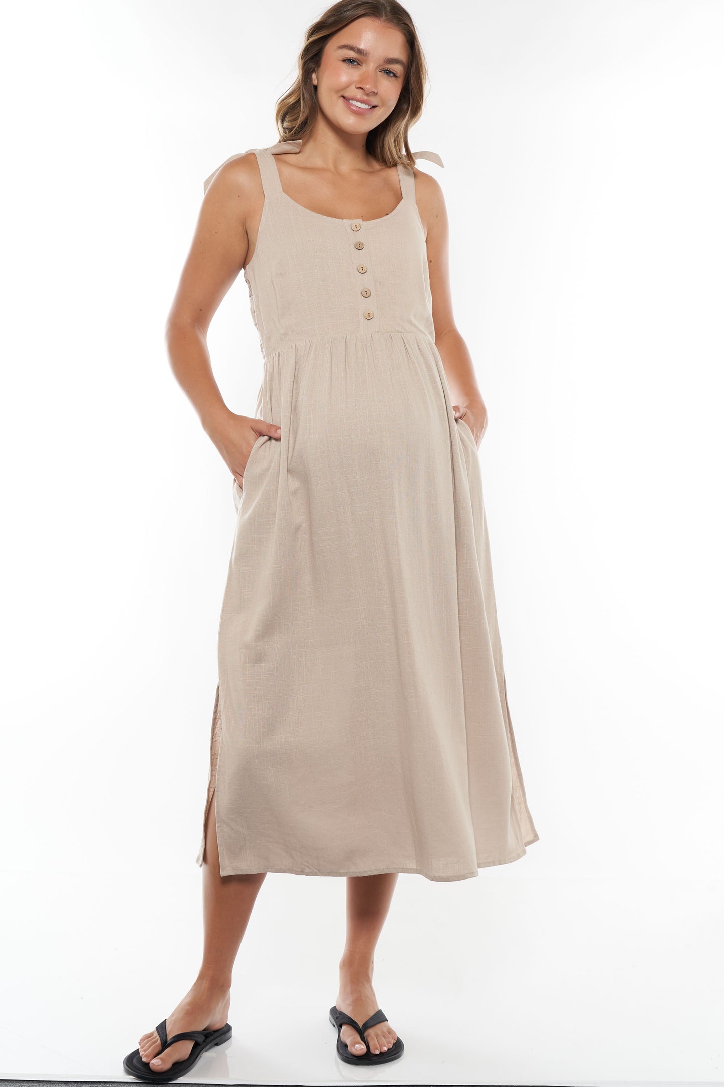 Breeze Along Midi Dress - Natural