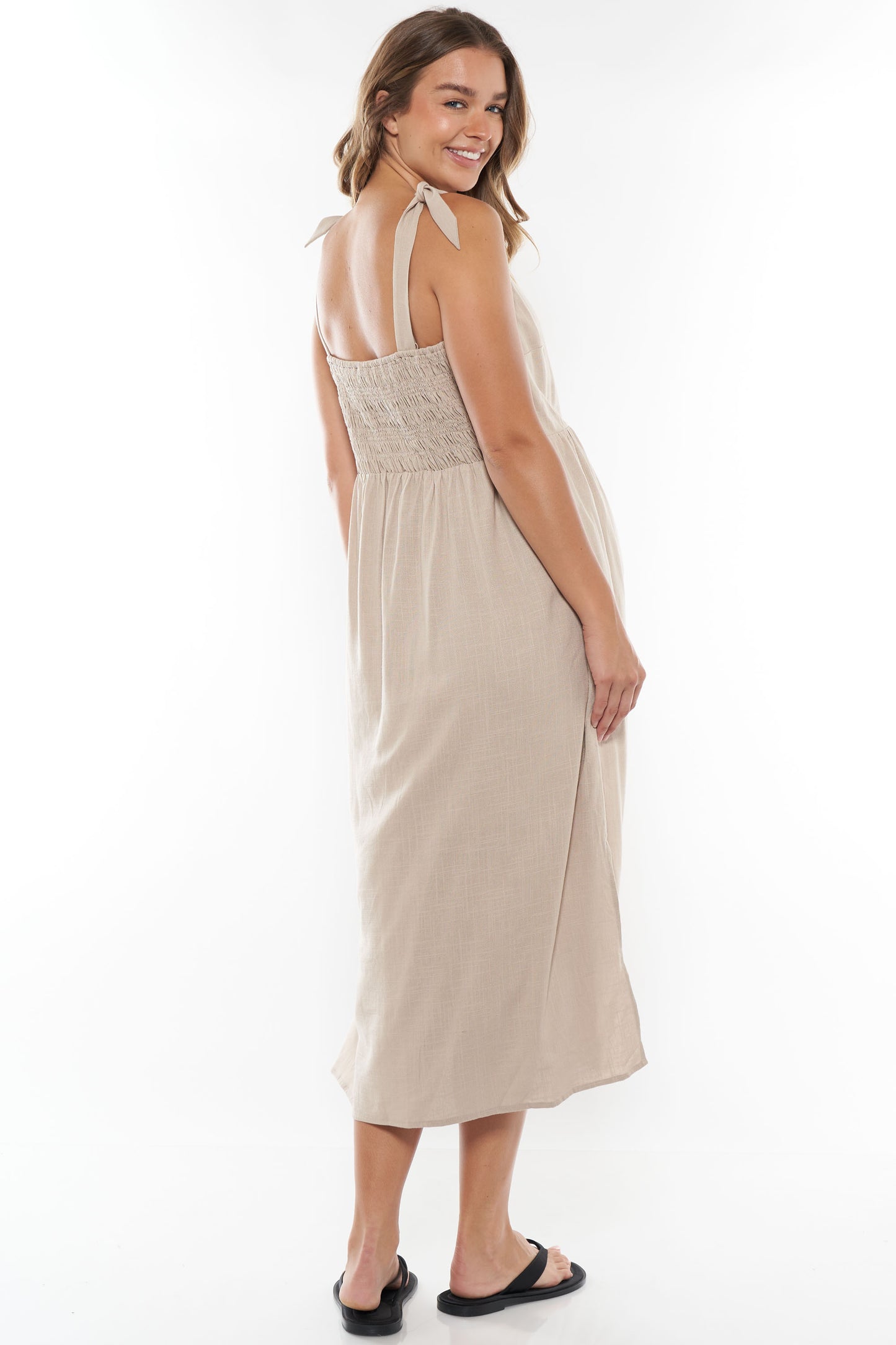 Breeze Along Midi Dress - Natural