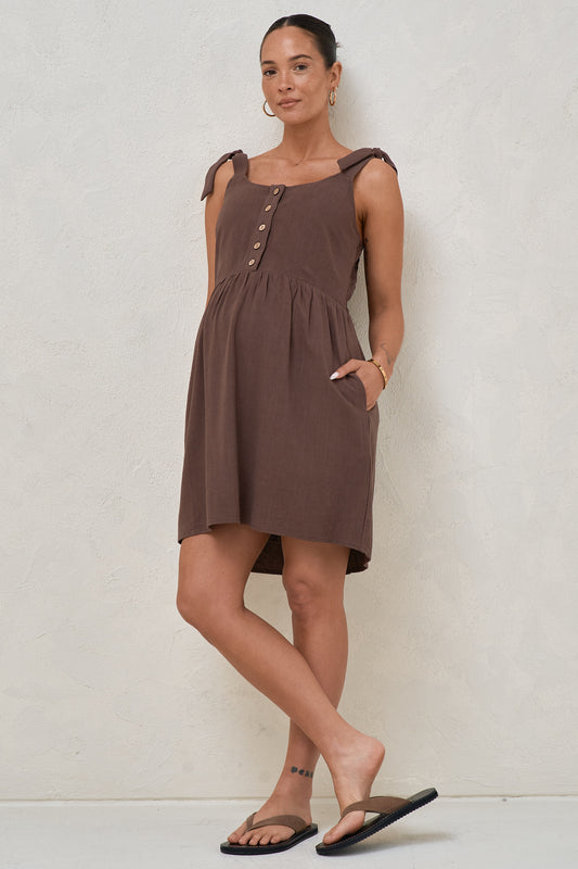 Breeze Along Mini Dress - Chocolate