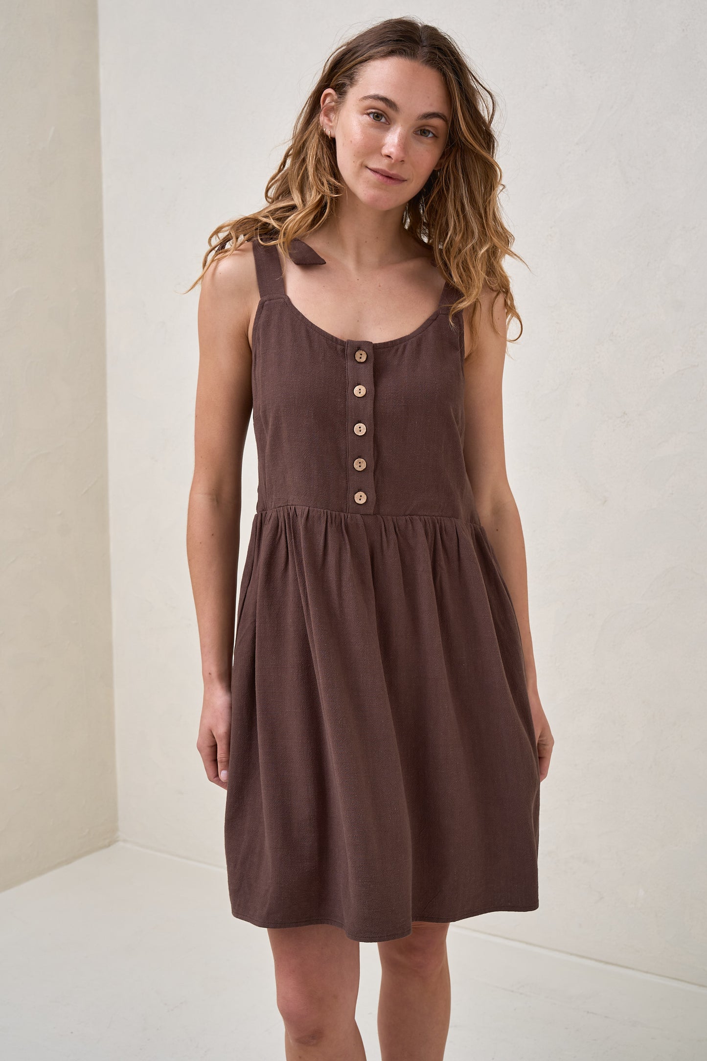 Breeze Along Mini Dress - Chocolate