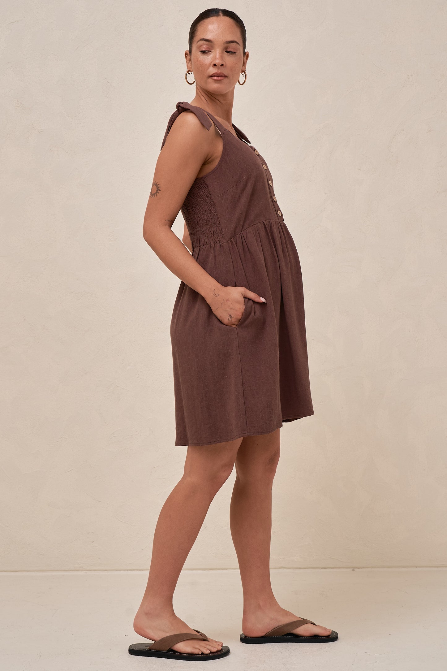 Breeze Along Mini Dress - Chocolate