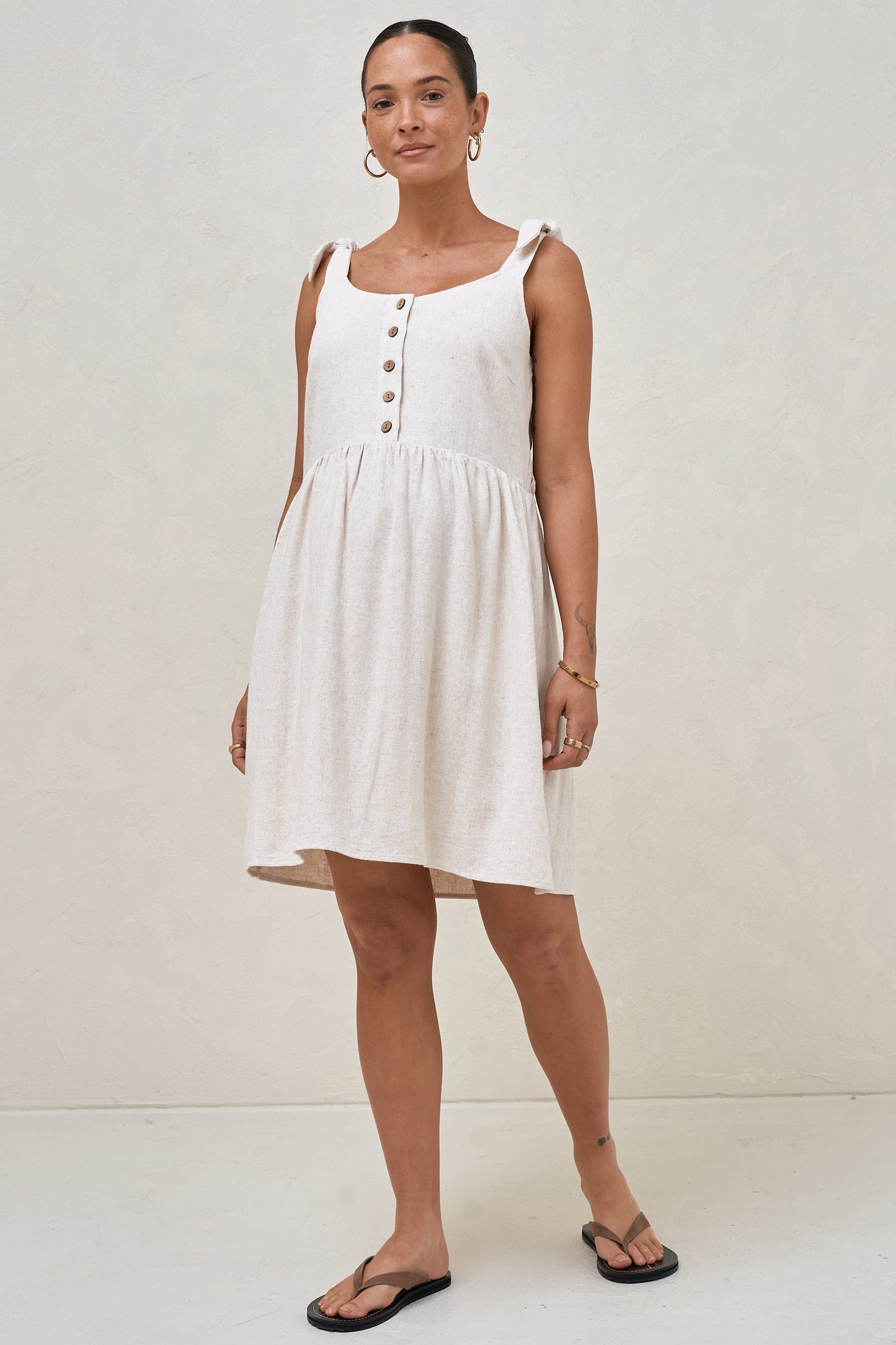 Breeze Along Mini Dress - Natural Fleck
