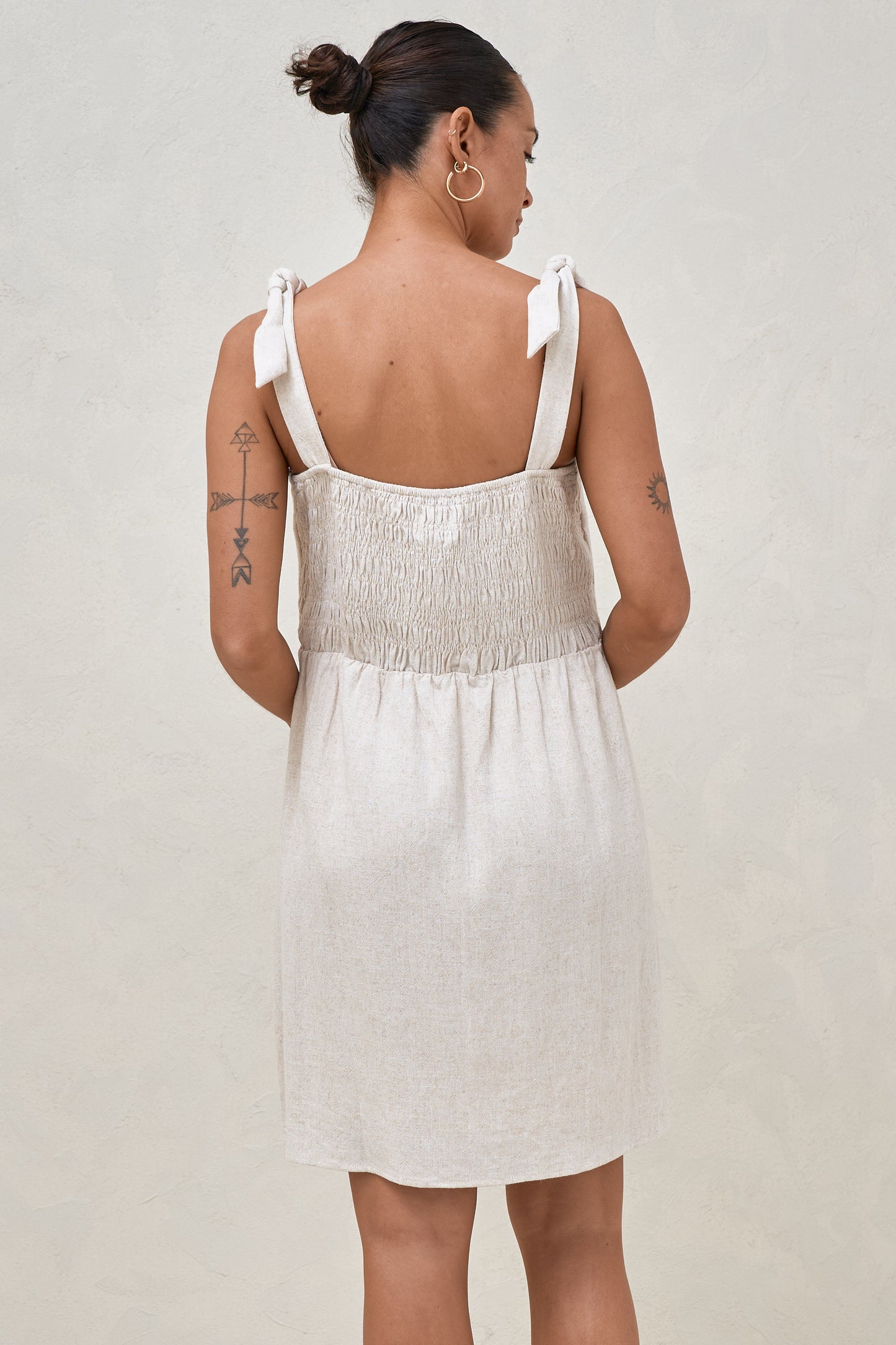 Breeze Along Mini Dress - Natural Fleck