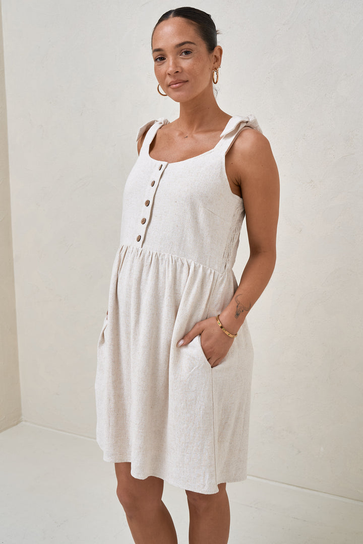 Linen Maternity Mini Dress – BAE The Label Australia