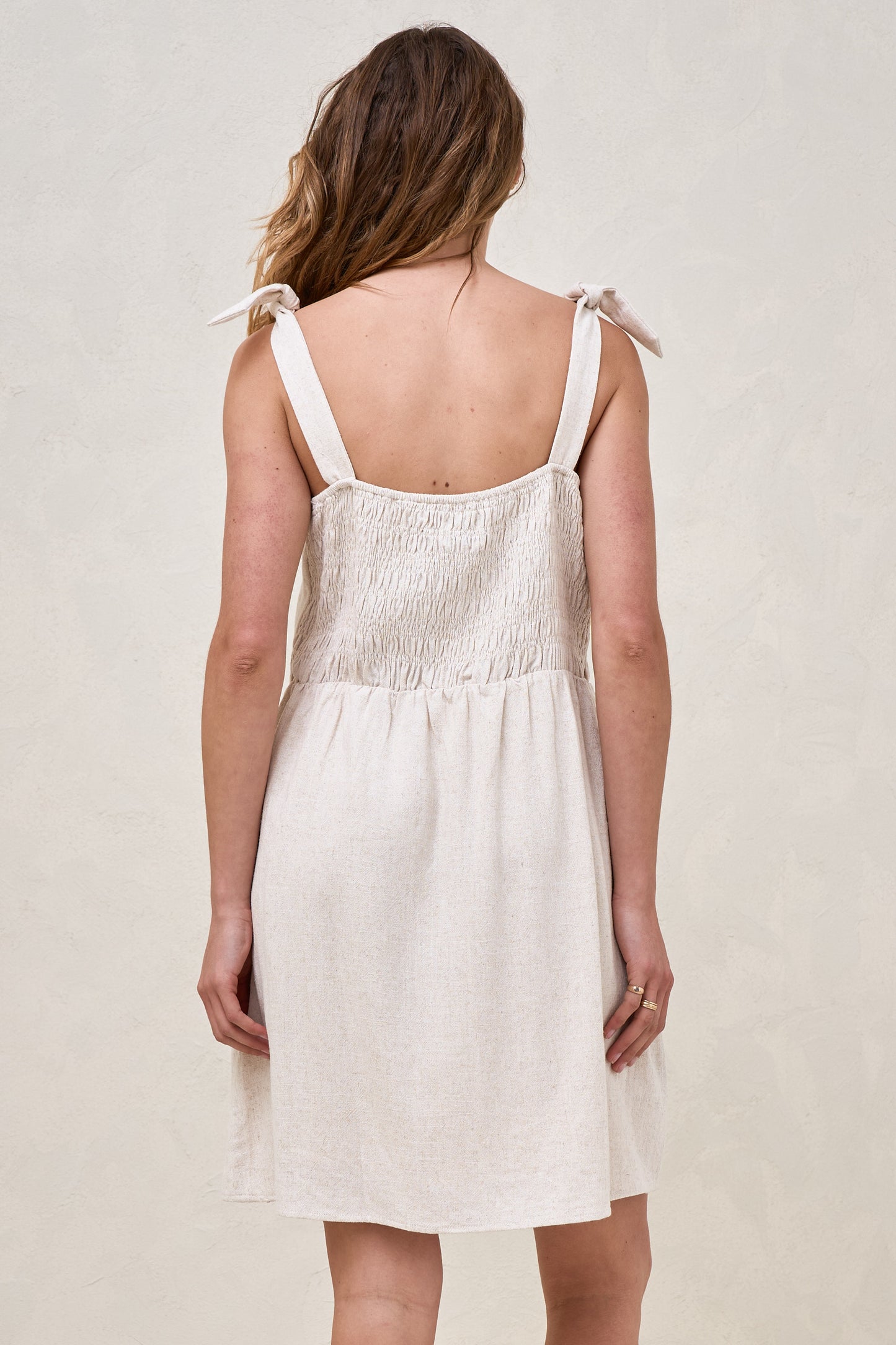 Breeze Along Mini Dress - Natural Fleck