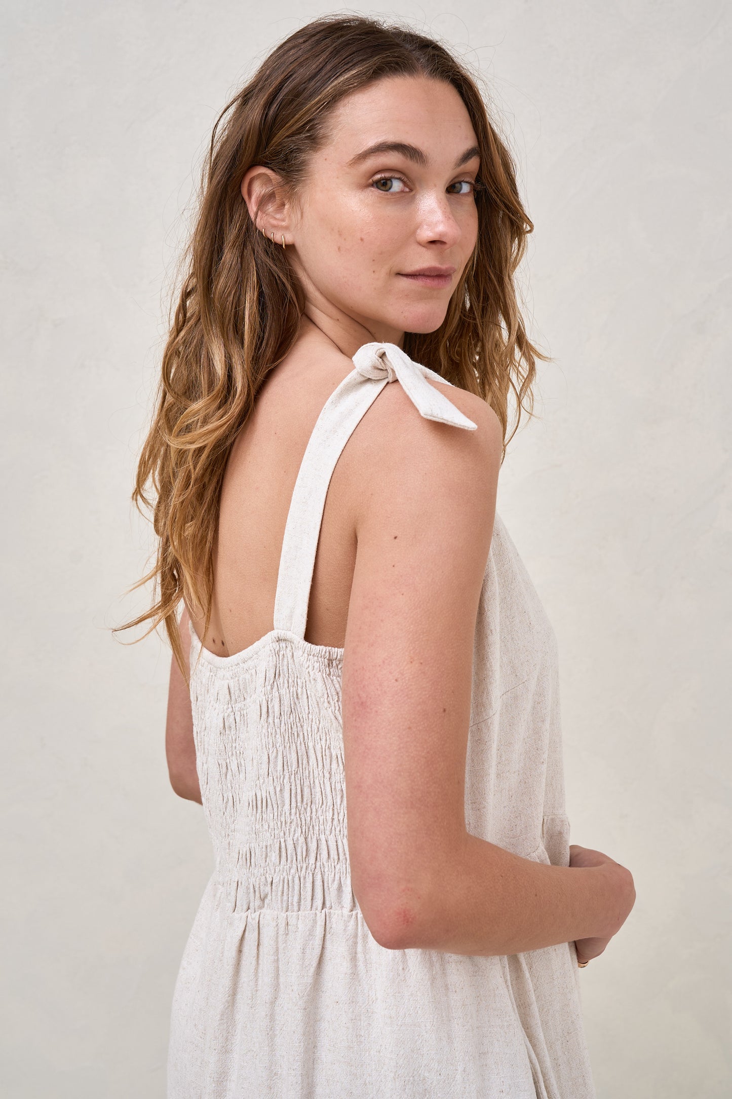 Breeze Along Mini Dress - Natural Fleck