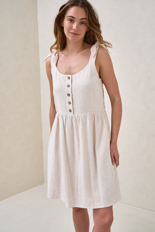 Breeze Along Mini Dress - Natural Fleck