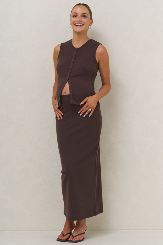 Storyline Midi Skirt - Chocolate