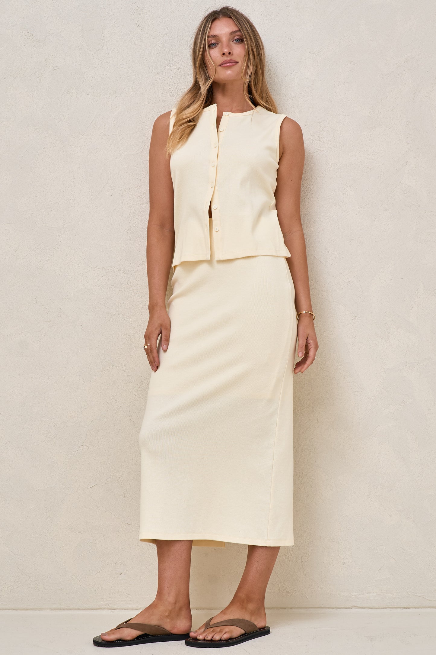 Storyline Button Tank - Butter