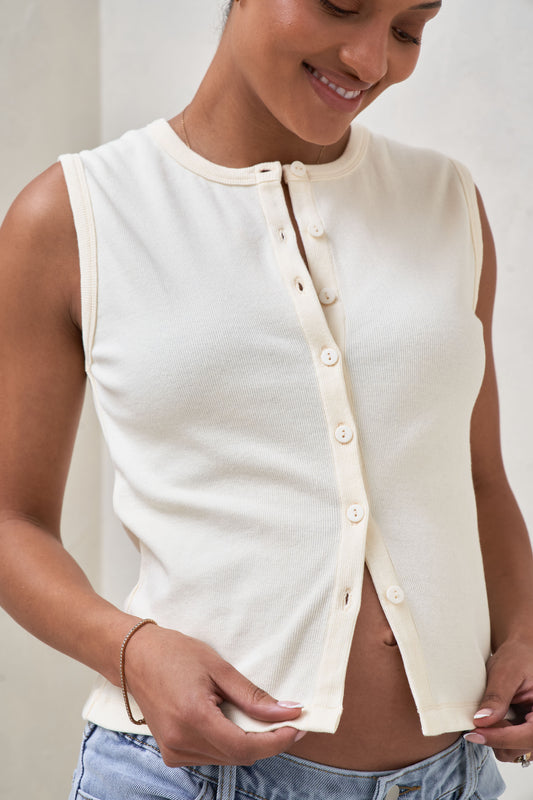 Storyline Button Tank - Butter