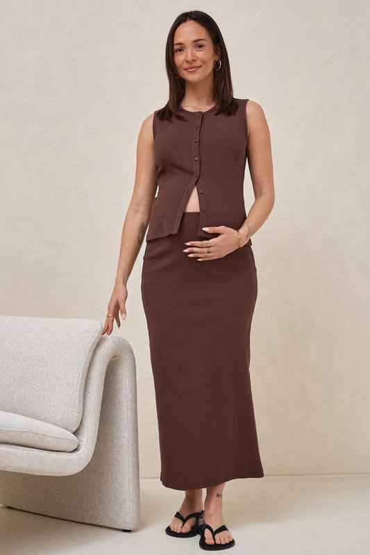 Storyline Button Tank - Chocolate