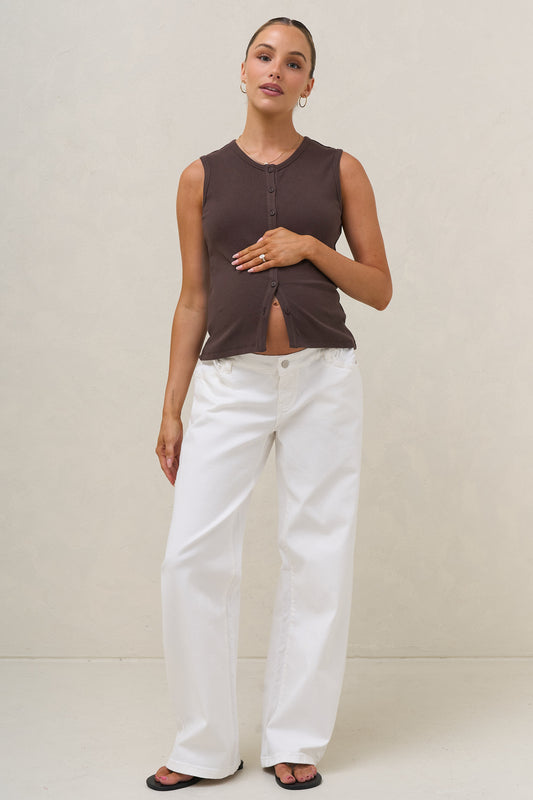 Storyline Button Tank - Chocolate