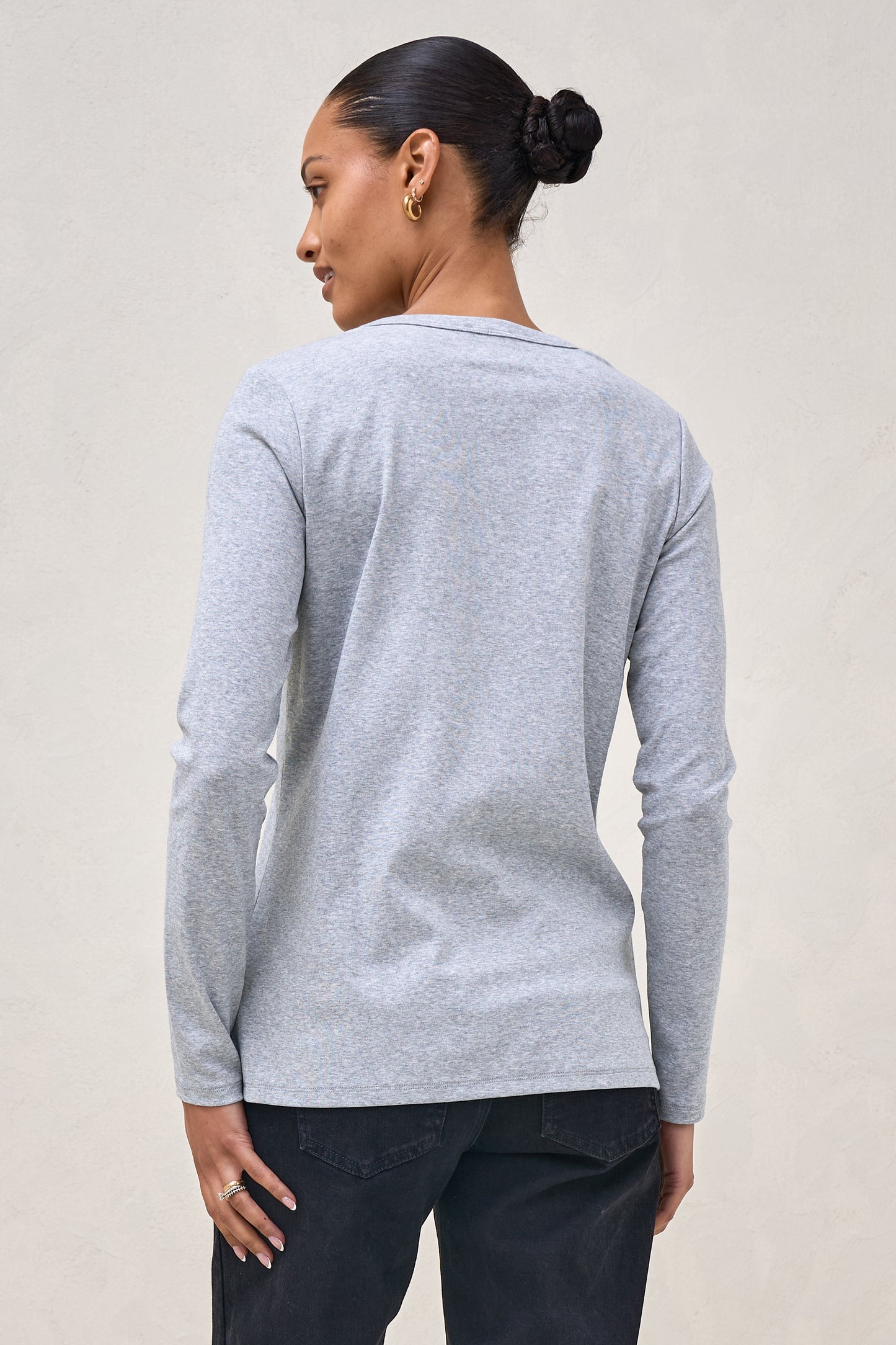 Whispers Long Sleeve Nursing Top - Mid Grey Marle