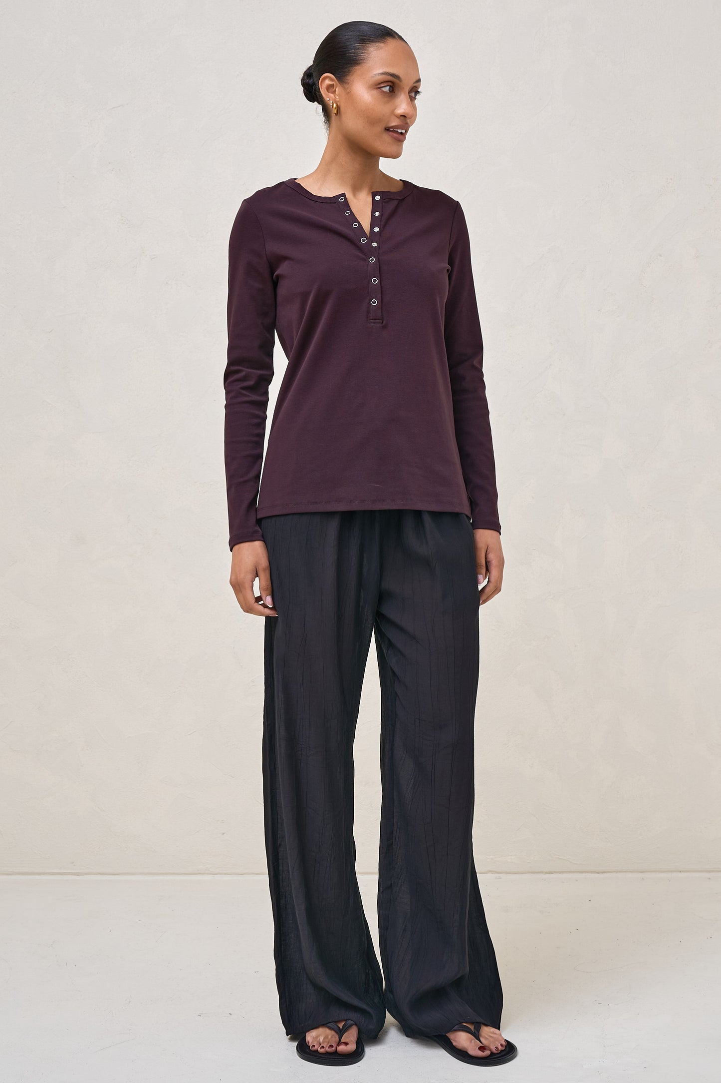 Whispers Long Sleeve Nursing Top - Deep Plum