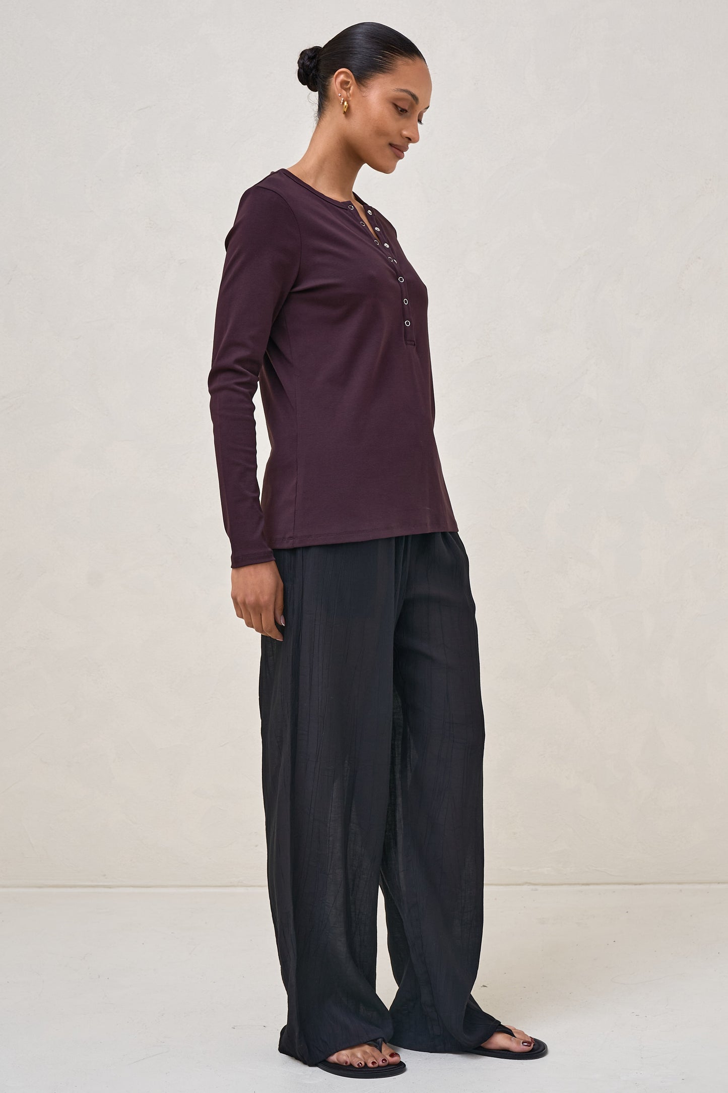 Whispers Long Sleeve Nursing Top - Deep Plum