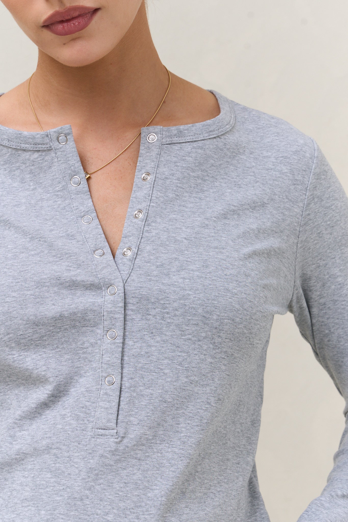Whispers Long Sleeve Nursing Top - Mid Grey Marle
