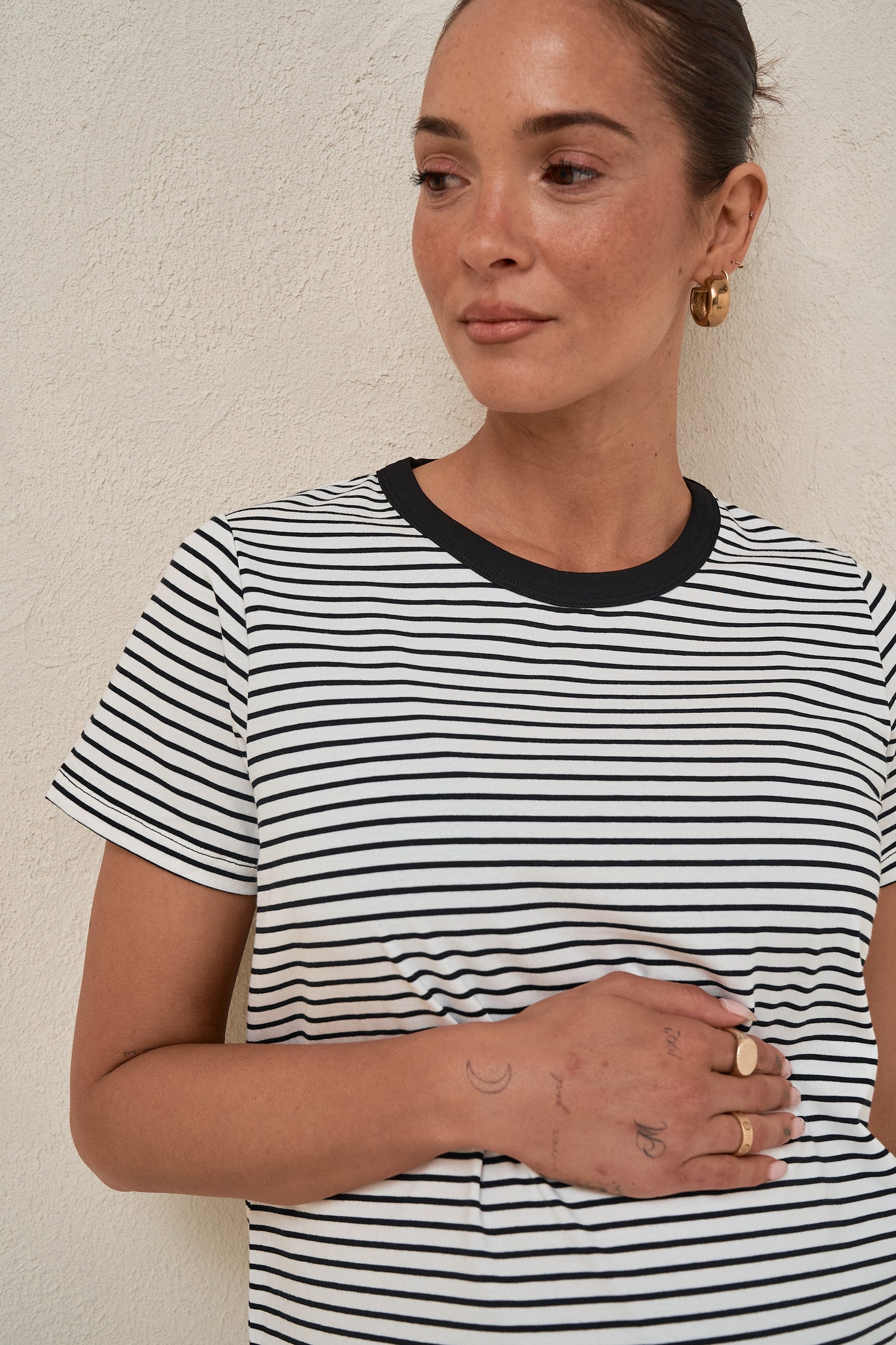 Homebase Tee - Wht/Blk Stripe