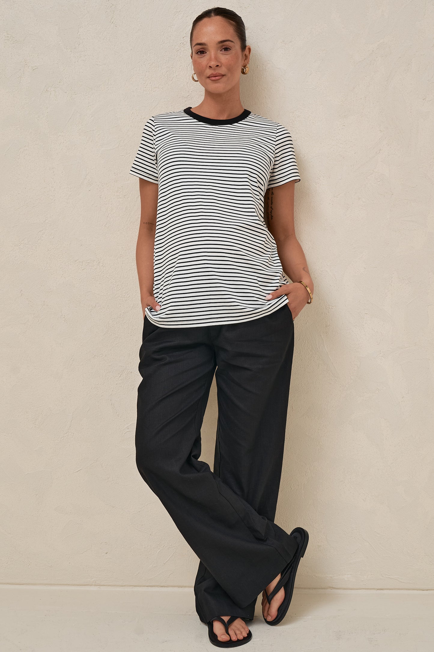 Homebase Tee - Wht/Blk Stripe