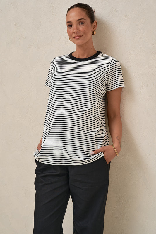 Homebase Tee - Wht/Blk Stripe