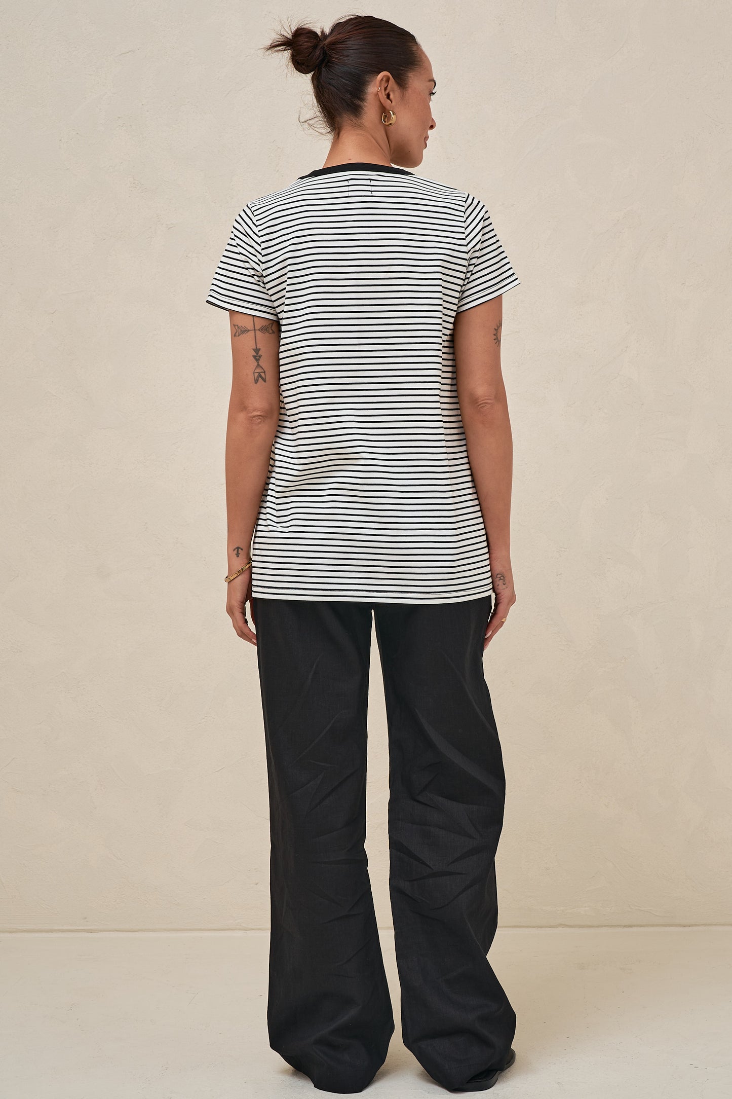 Homebase Tee - Wht/Blk Stripe