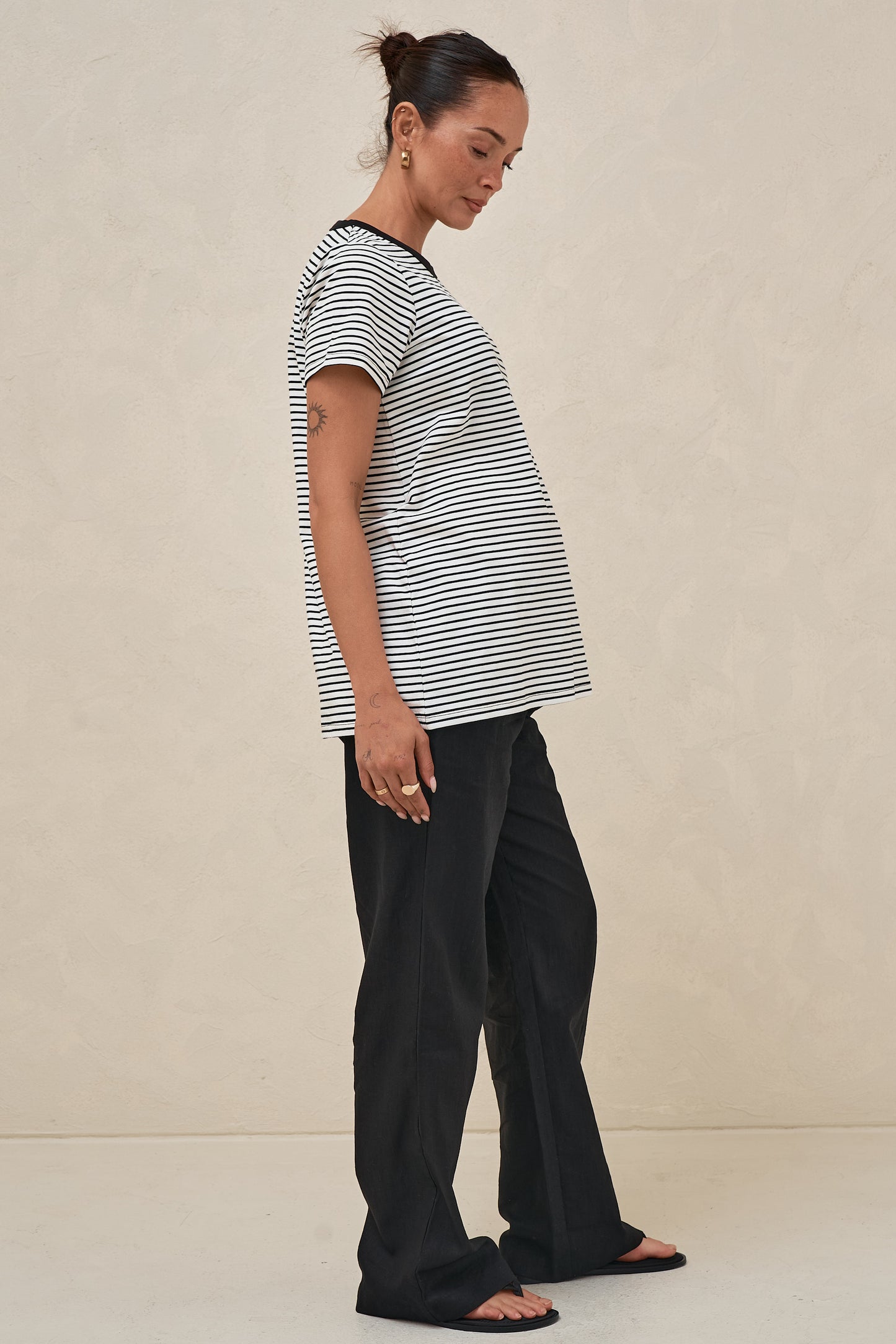 Homebase Tee - Wht/Blk Stripe