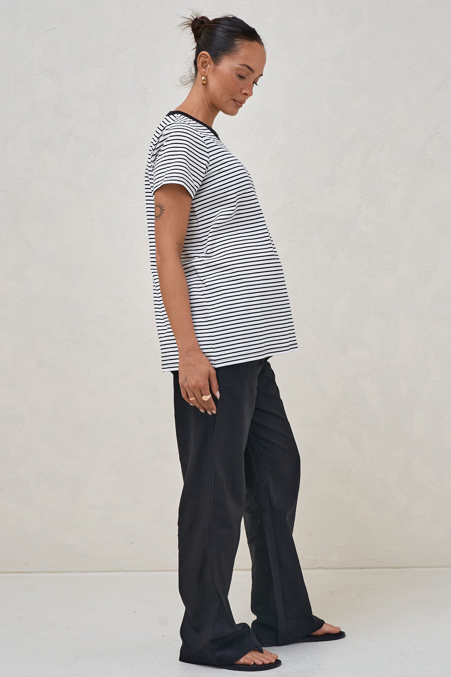 Homebase Tee - Wht/Blk Stripe