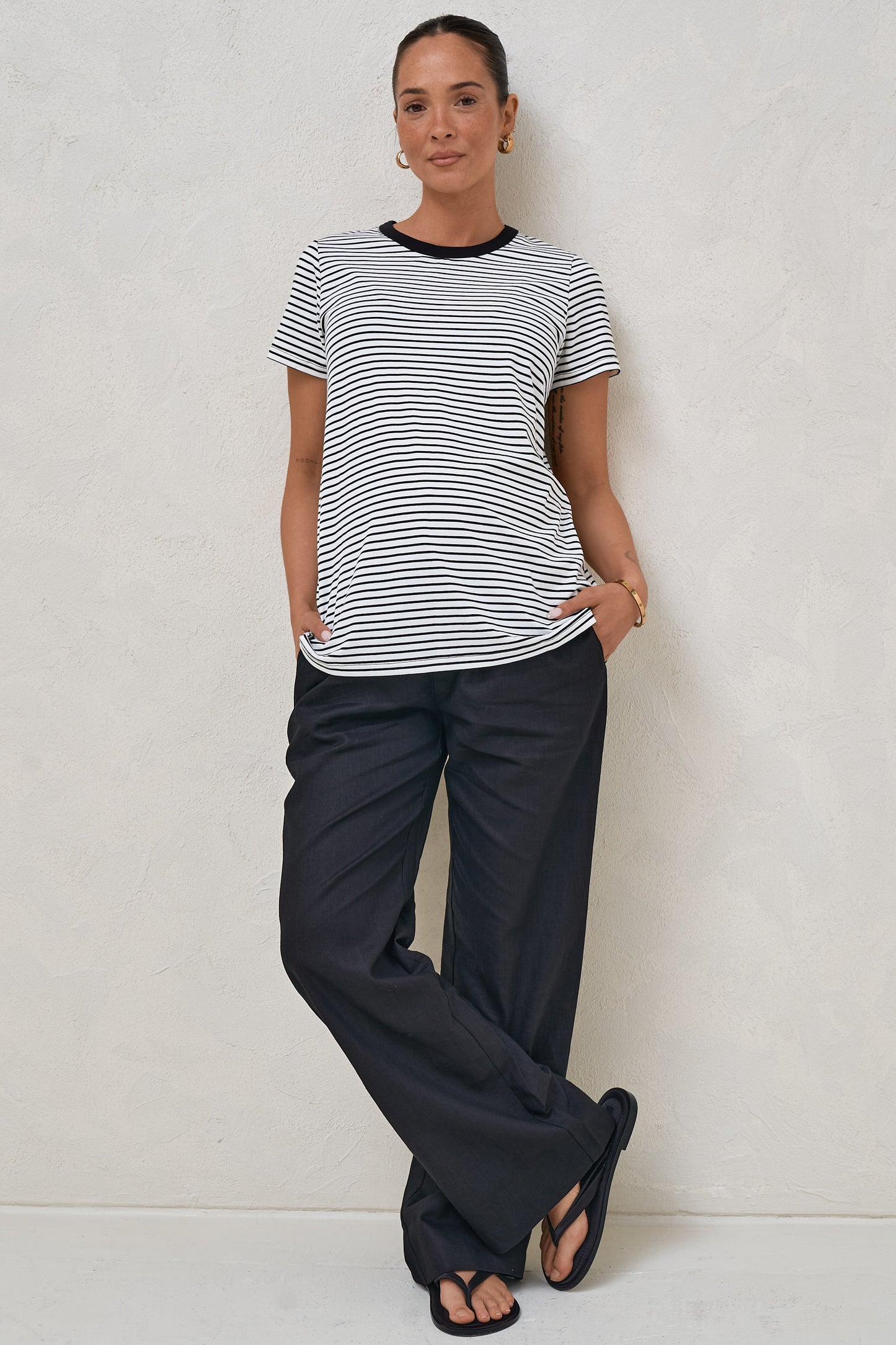 Homebase Tee - Wht/Blk Stripe