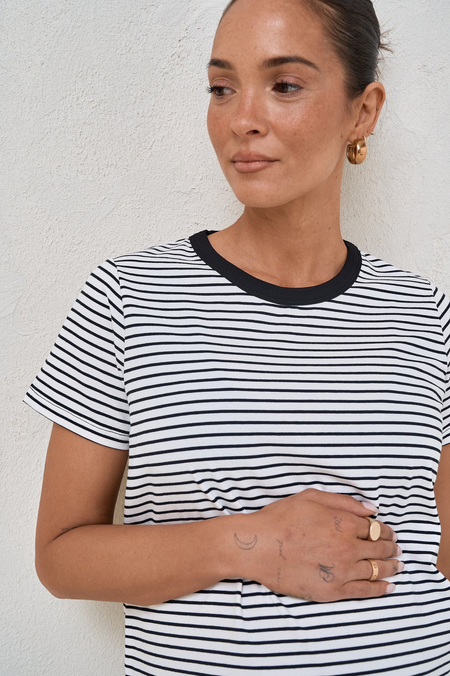 Homebase Tee - Wht/Blk Stripe