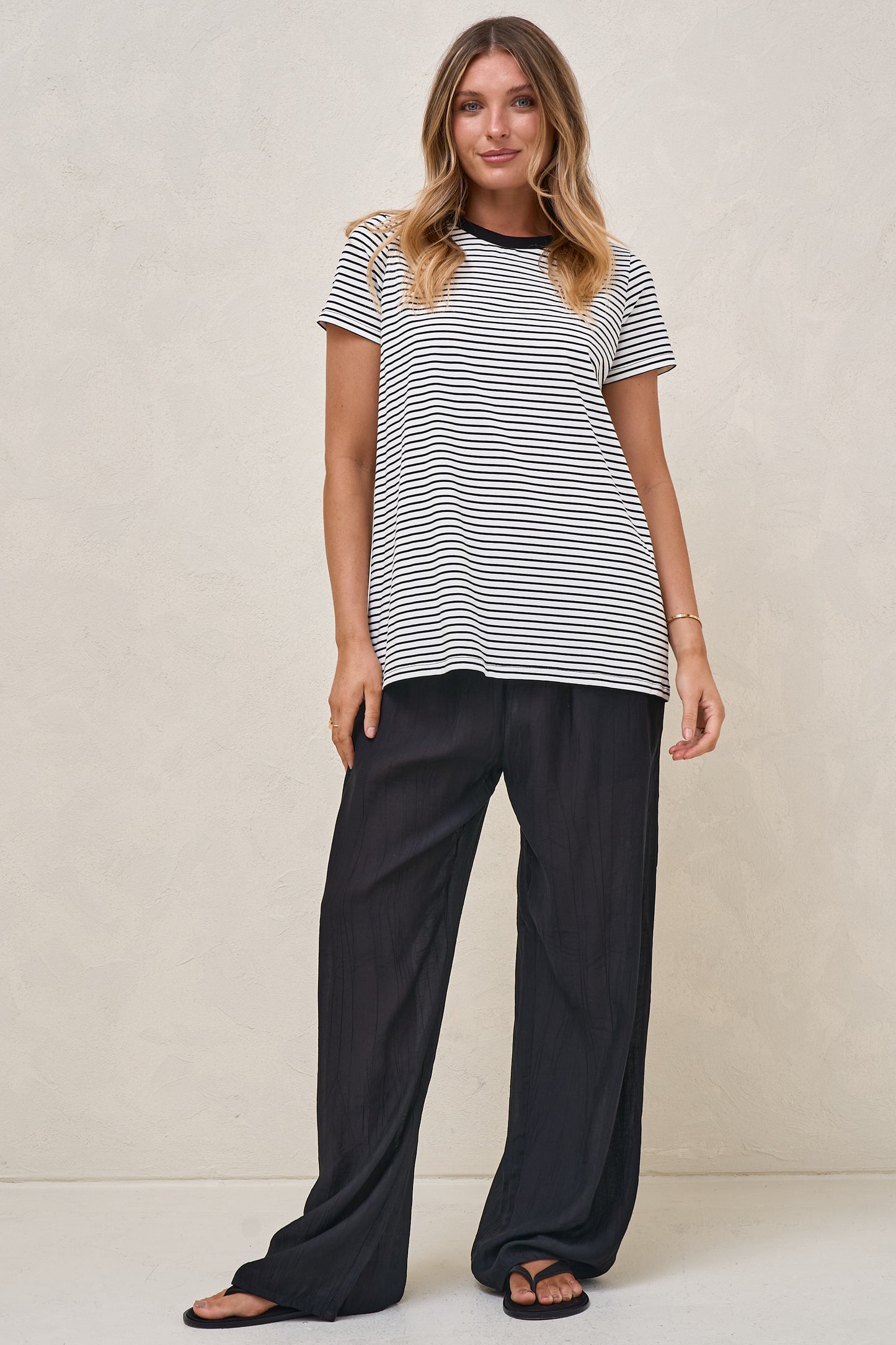 Homebase Tee - Wht/Blk Stripe