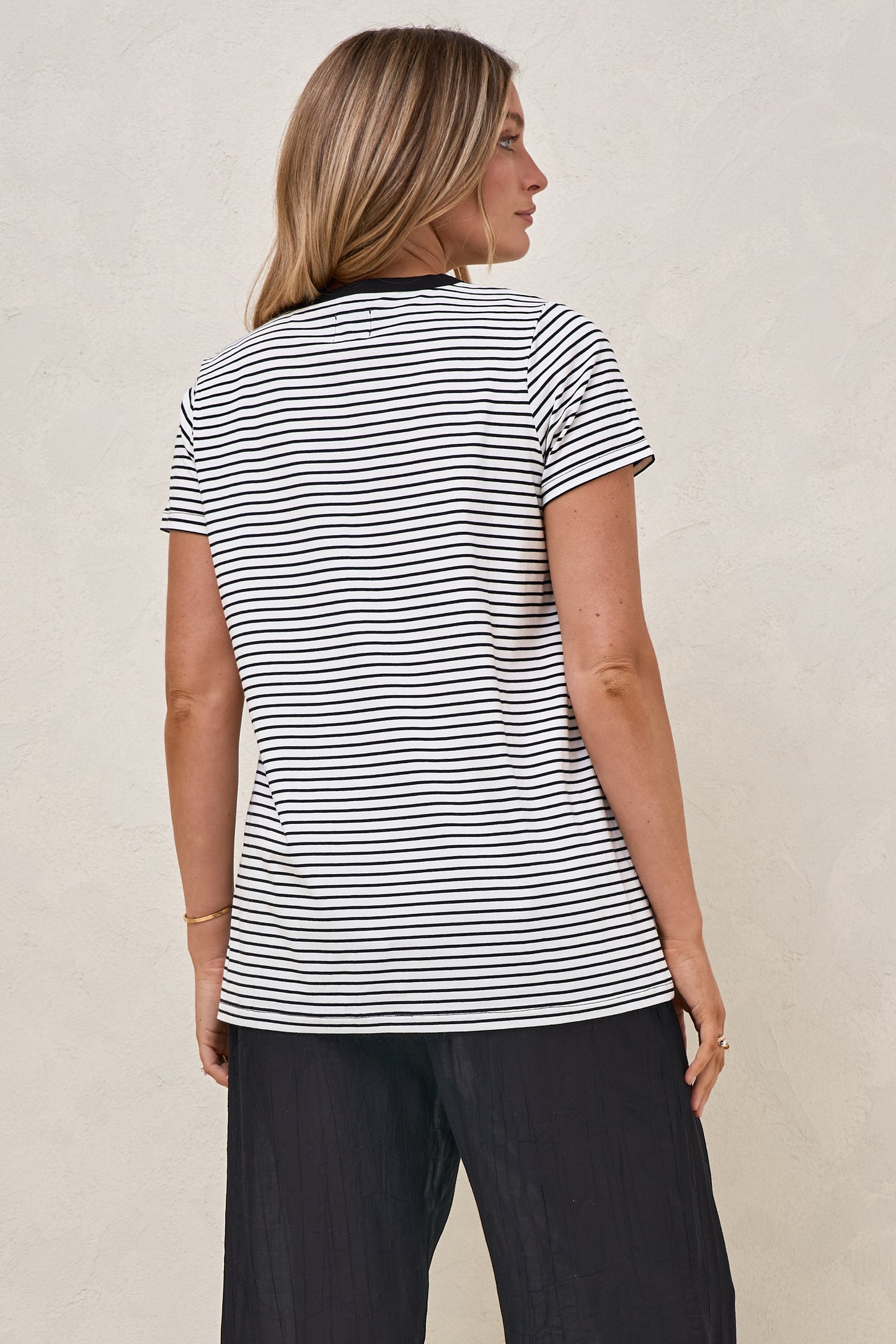 Homebase Tee - Wht/Blk Stripe