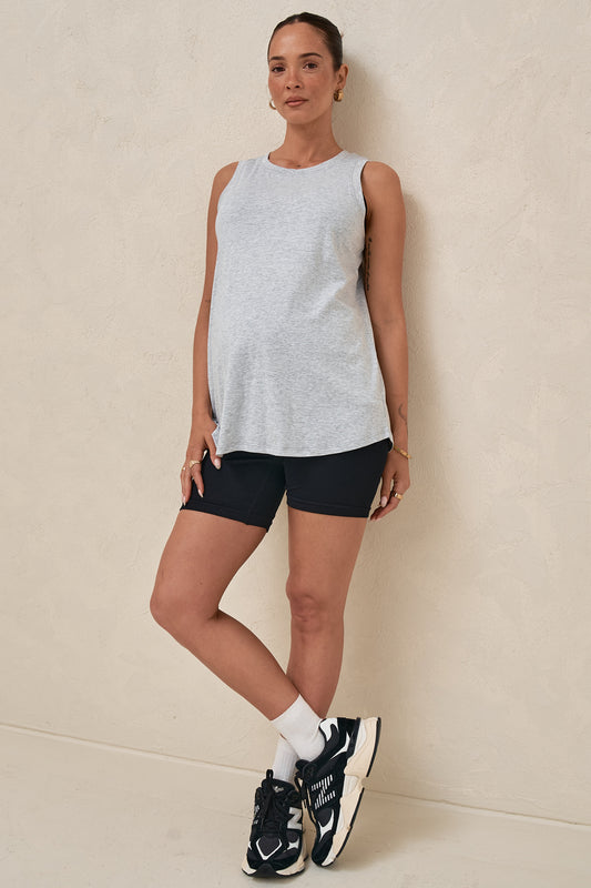 Into It Curved Hem Tank - Grey