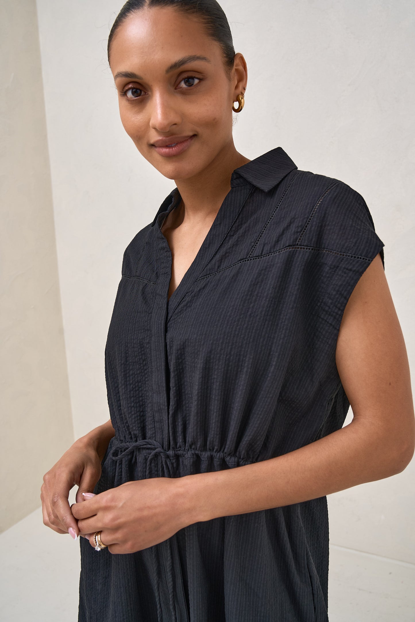 Coastline Shirt Dress - Black