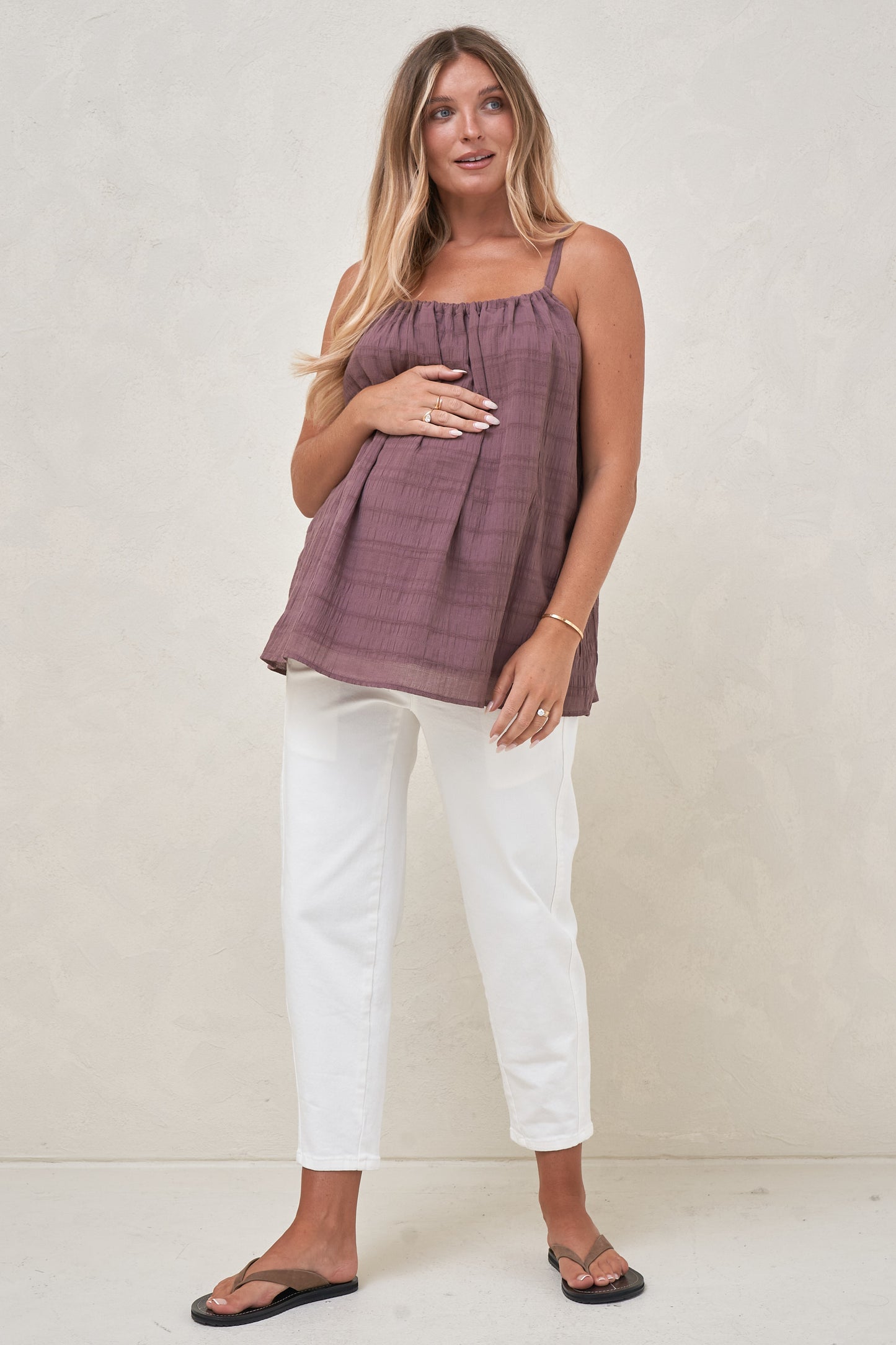 On A Whim Woven Tank - Aubergine