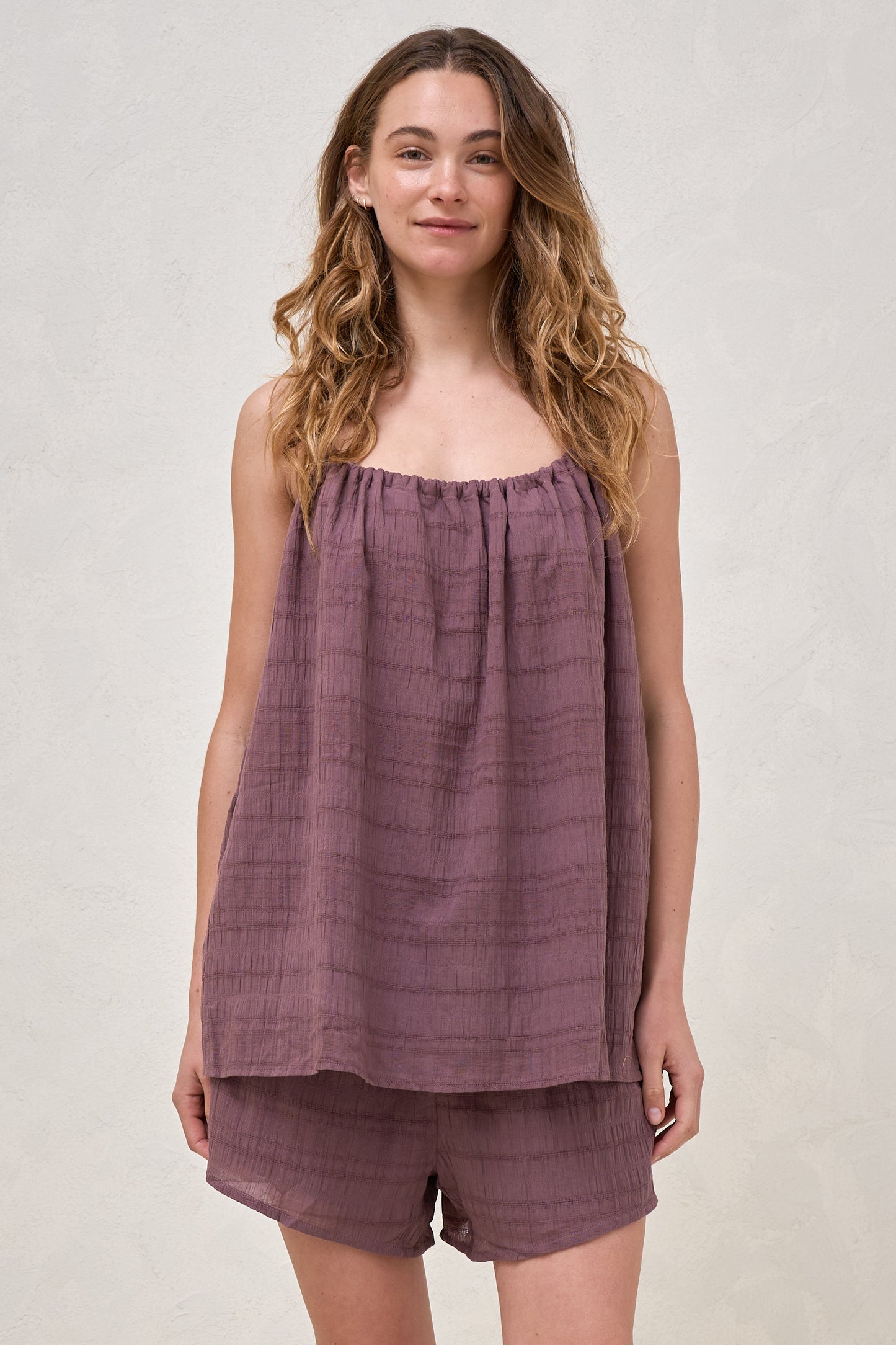 On A Whim Woven Tank - Aubergine