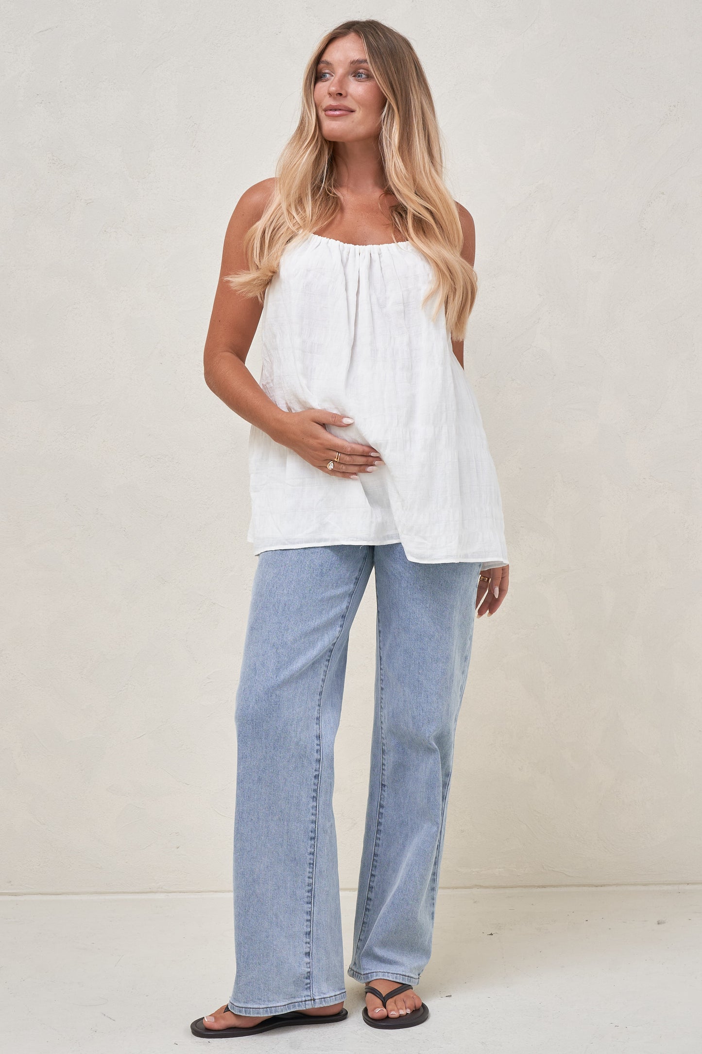 On A Whim Woven Tank -White