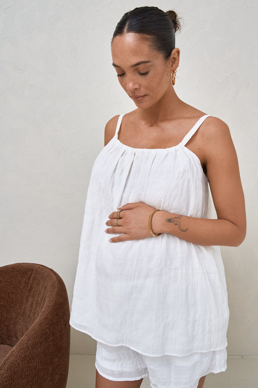 On A Whim Woven Tank -White