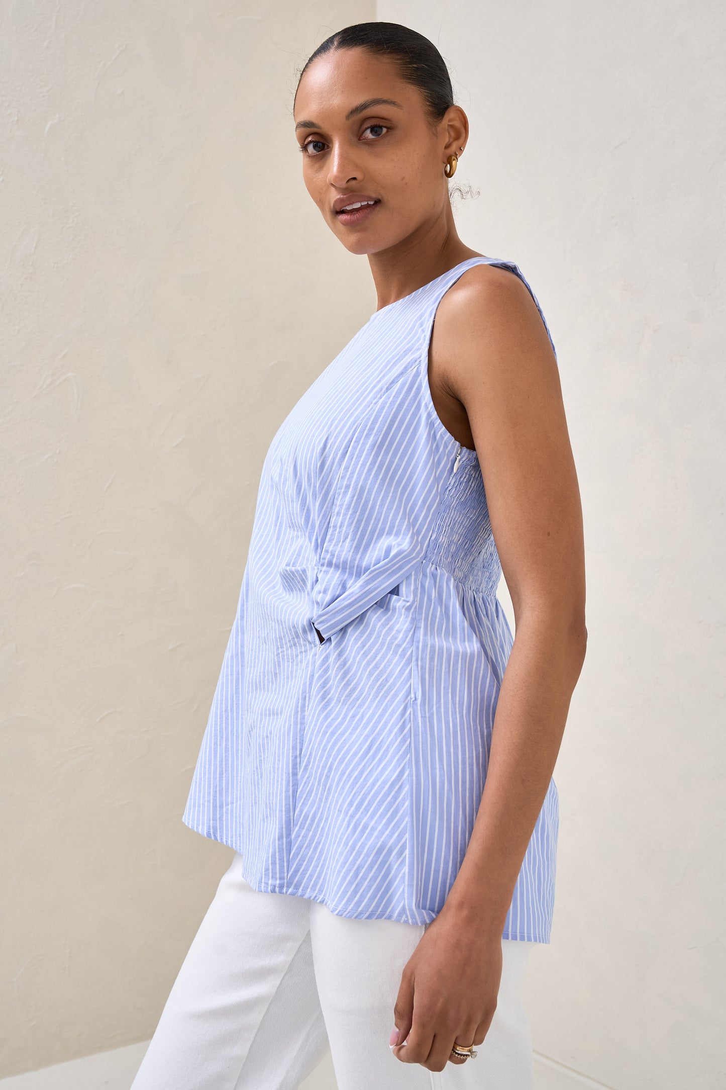 Plot Twist Woven Top - Blue/White Stripe