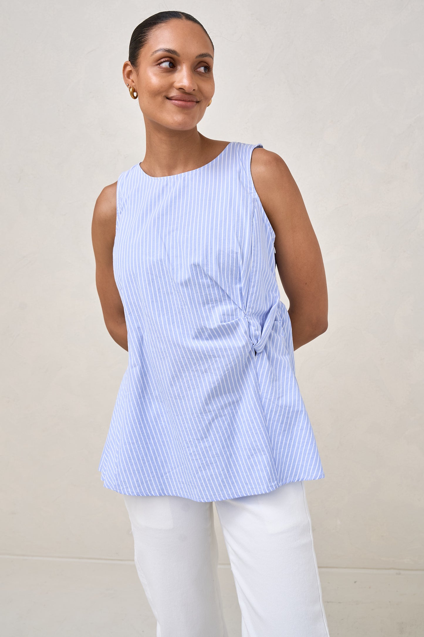 Plot Twist Woven Top - Blue/White Stripe