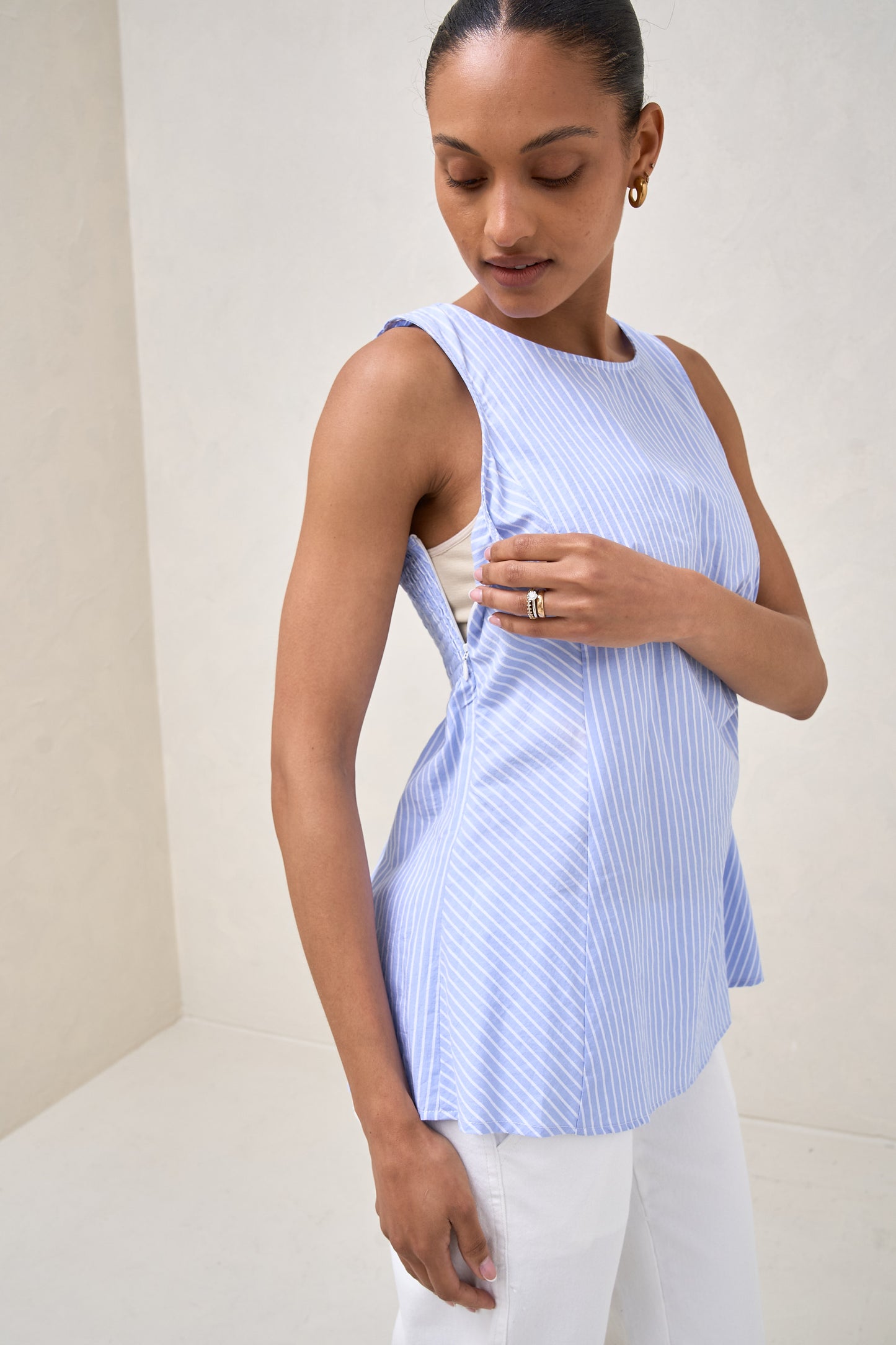 Plot Twist Woven Top - Blue/White Stripe