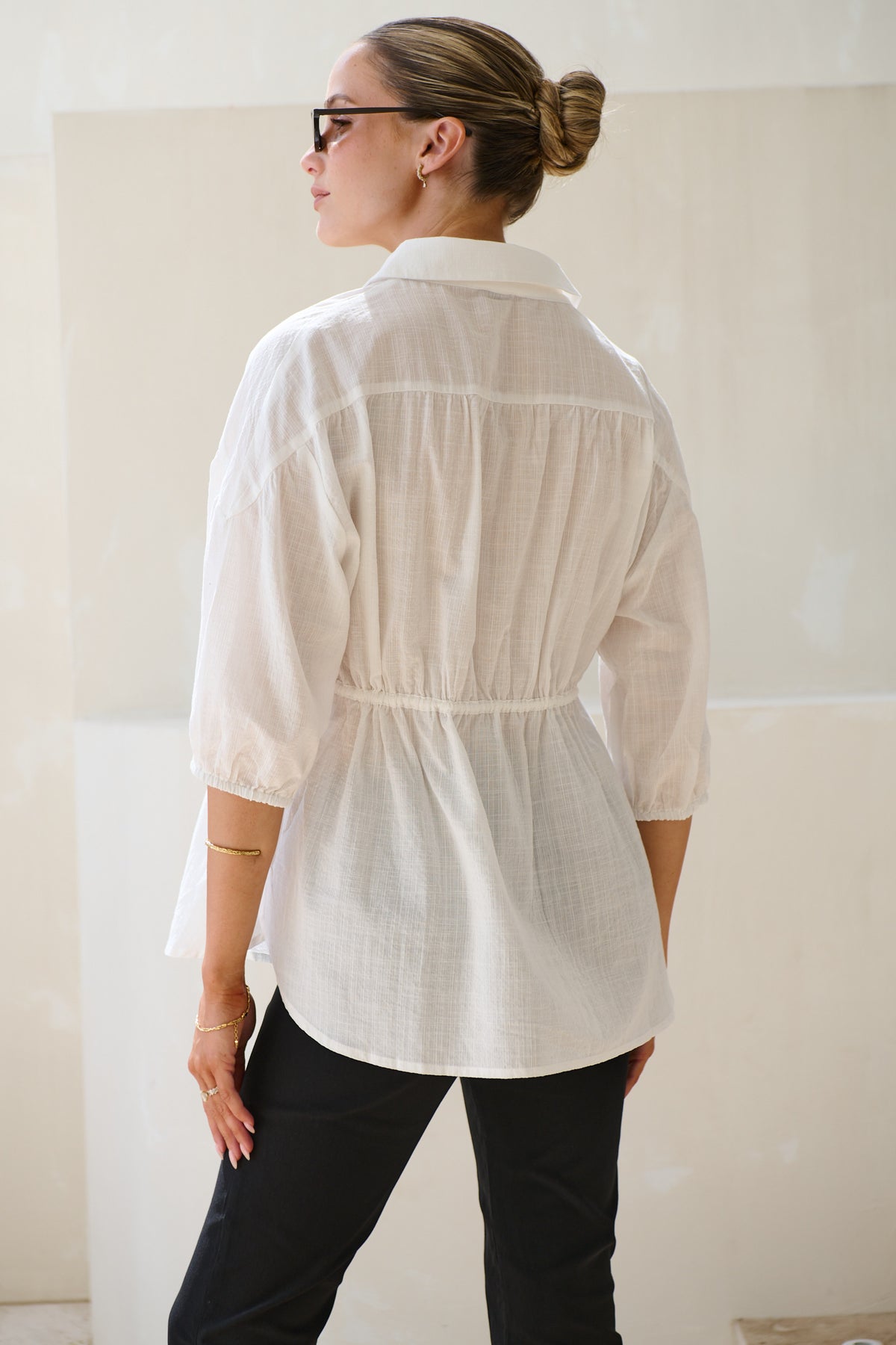 Soft Focus Gathered Top - White