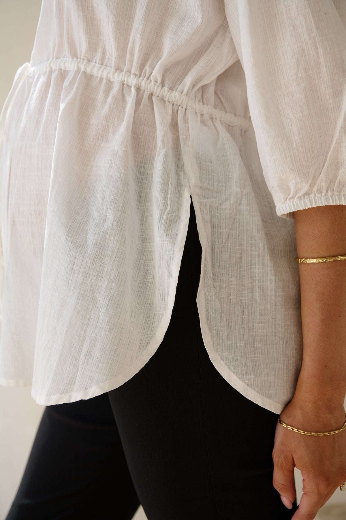 Soft Focus Gathered Top - White
